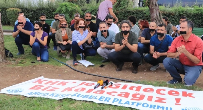 Ağızlarını siyah bantla kapattılar: 35’inci madde kaldırılsın
