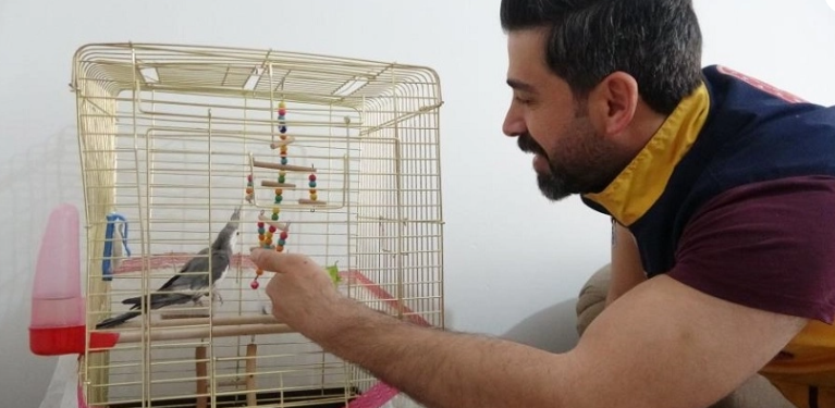 Enkazdan canlı çıkan papağanı sahiplenerek Bingöl’e getirdi
