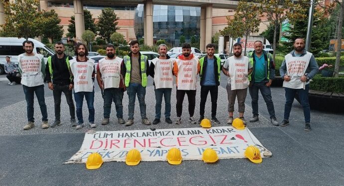 İnşaat işçileri hakları için eylemde