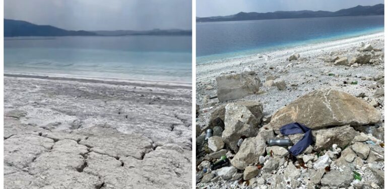 Salda Gölü’nde kuruma ve çöp alarmı